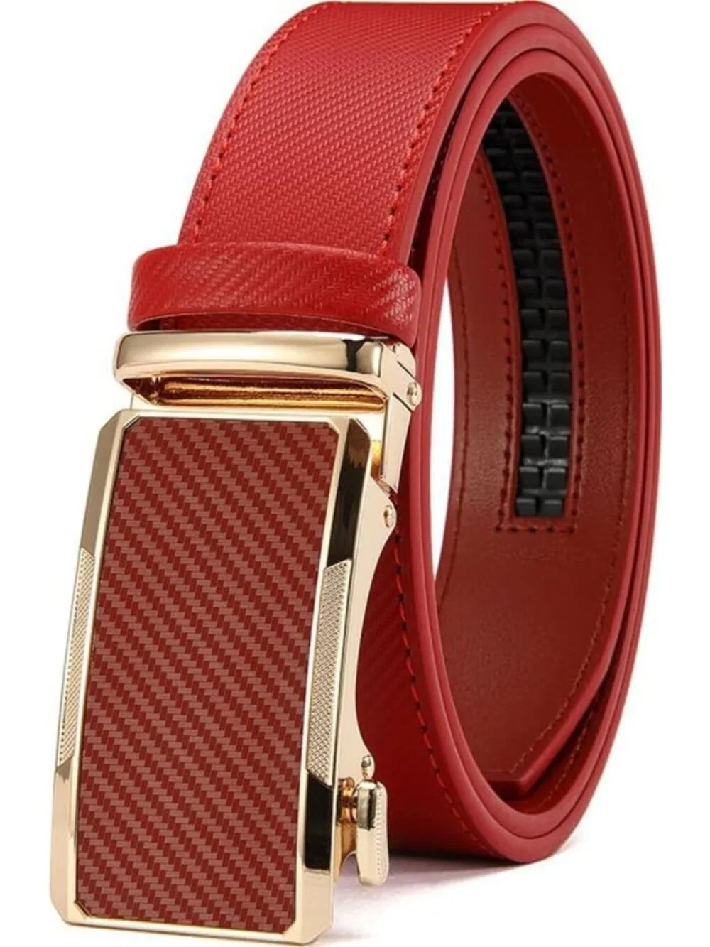 Men's White Leather Adjustable Ratchet Dress Belt - Custom Fit, Durable & Easy